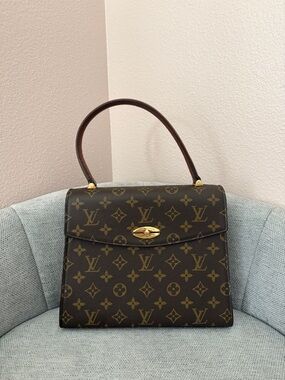 Louis Vuitton Monogram Top Handle Satchel in Brown and Gold